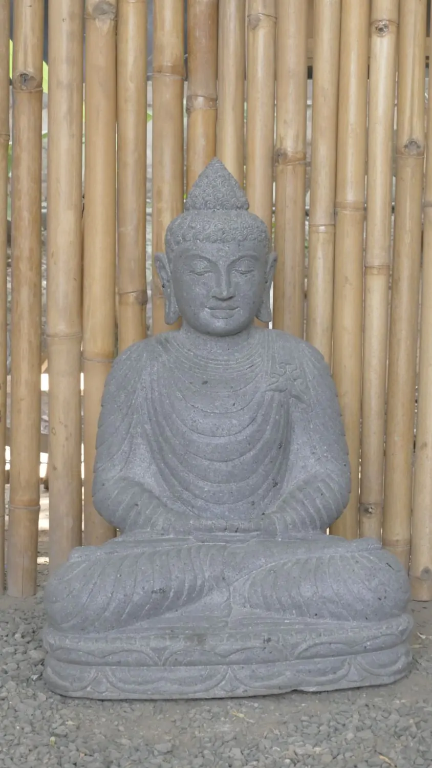  Product image 1 of the product “Seated Buddha made of Riverstone in Dhyana position - gesture of meditation, 63cm height, natural ”